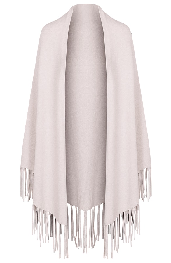 Poncho Sjaal Fringe Creme – shoparchief