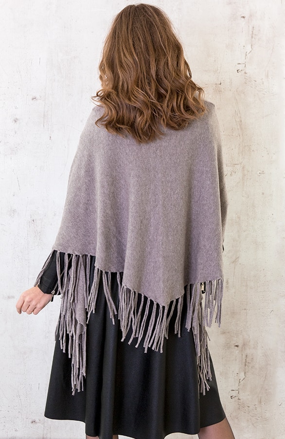 Poncho Sjaal Fringe Taupe – shoparchief, foto 4