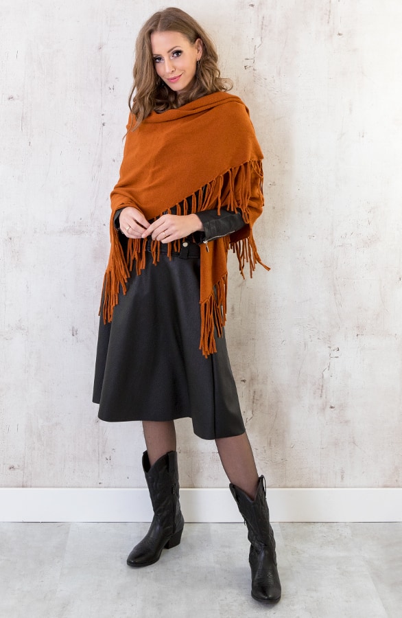 Poncho Sjaal Fringe Terracotta – shoparchief, foto 2