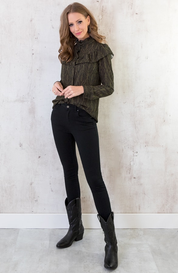 Ruffle Wild Blouse Army – shoparchief, foto 4