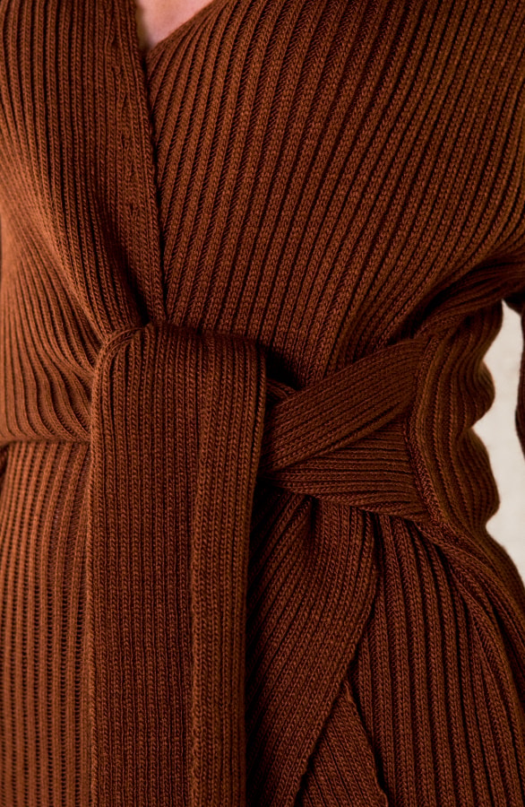 Strikjurk Gebreid Cognac – shoparchief, foto 5