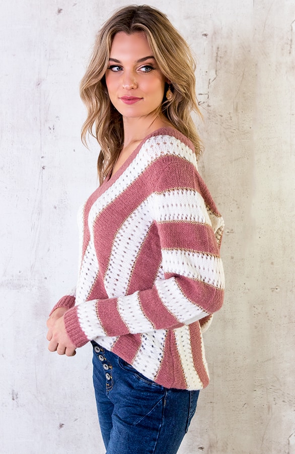 Trui Gebreid V Oud Roze – shoparchief, foto 5