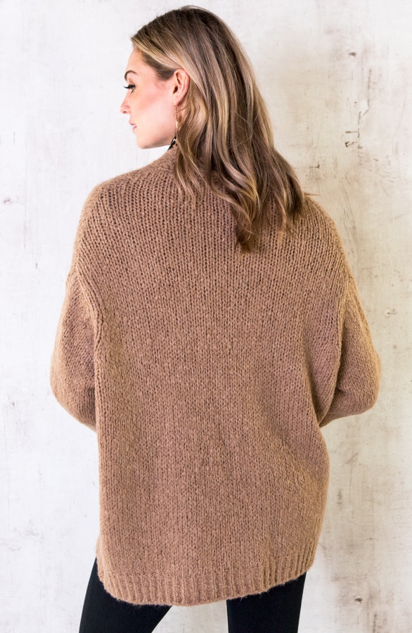 Gebreid Oversized Vest Camel – shoparchief, foto 4
