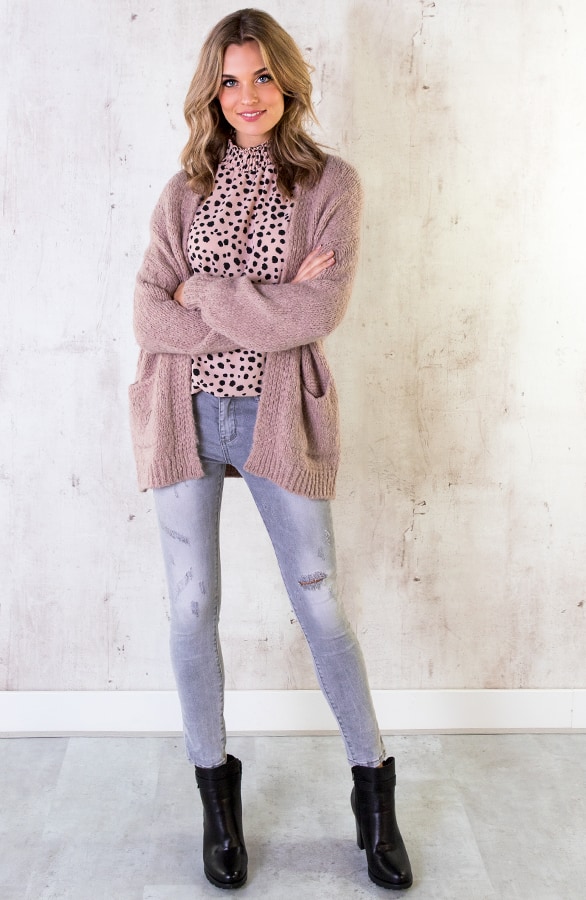 Gebreid Oversized Vest Roze – shoparchief, foto 4
