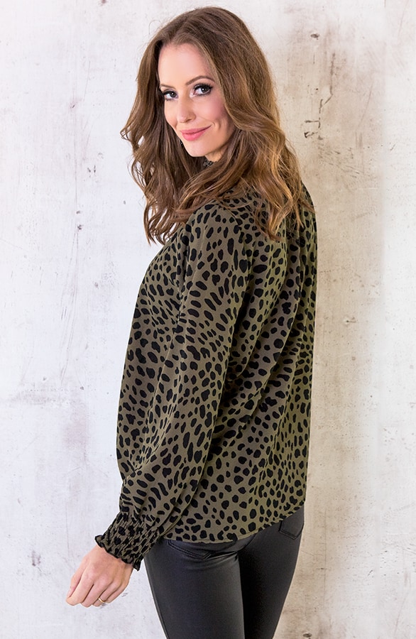 Cheetah Col Blouse Legergroen – shoparchief, foto 3