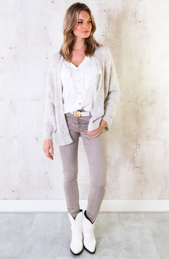 Gebreid Oversized Vest Creme – shoparchief, foto 5