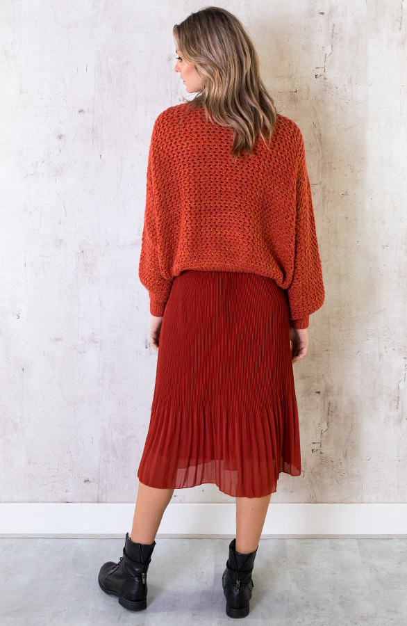 Plisse Jurk Met Strik Terracotta – shoparchief, foto 7