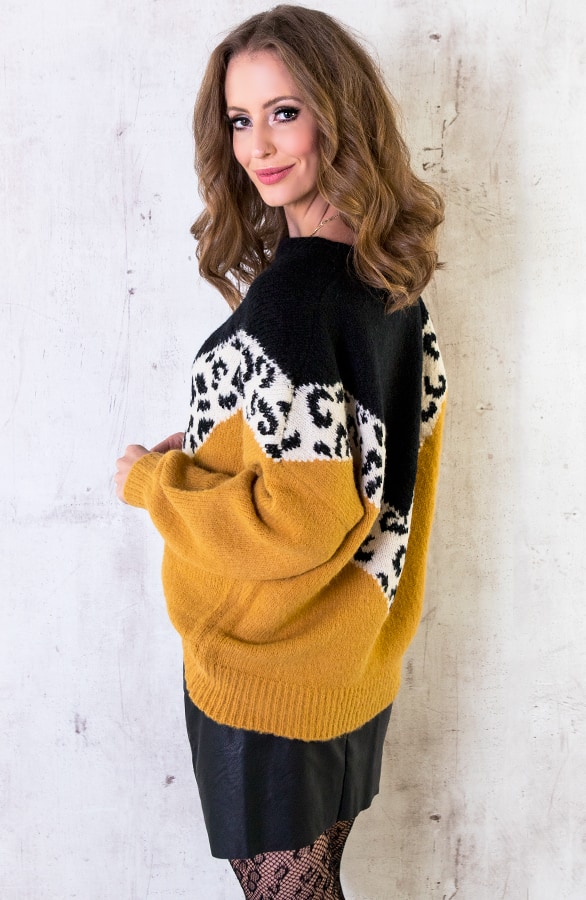 Oversized Trui Panter Okergeel – shoparchief, foto 4