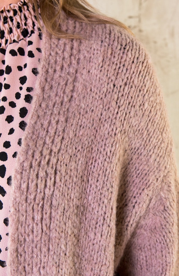 Gebreid Oversized Vest Roze – shoparchief, foto 5