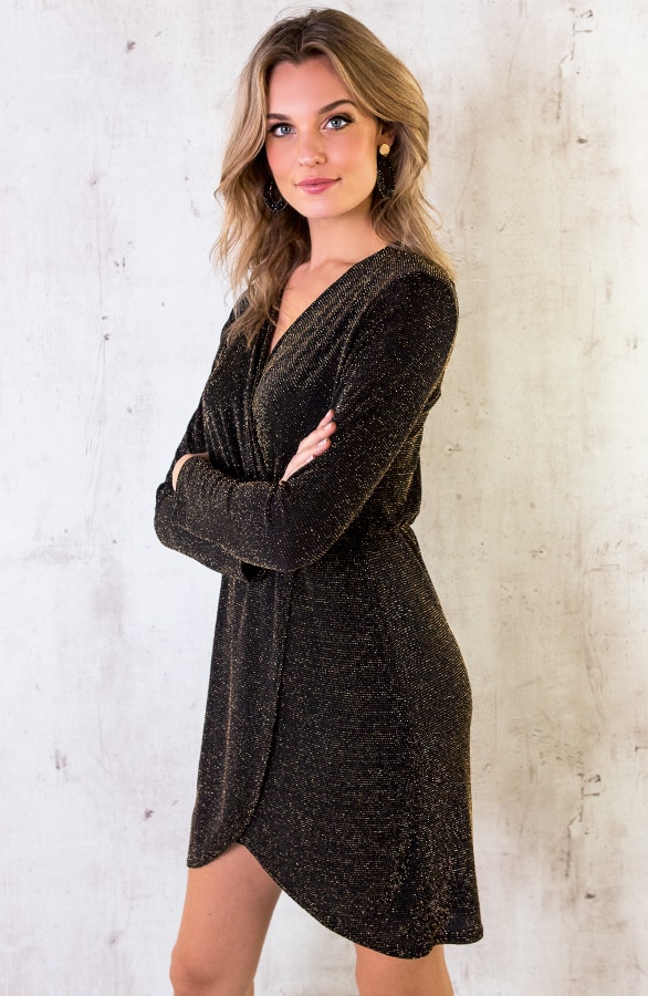 Overslag Glitter Jurk Goud – shoparchief, foto 2