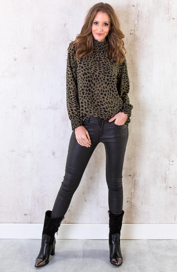 Cheetah Col Blouse Legergroen – shoparchief, foto 4
