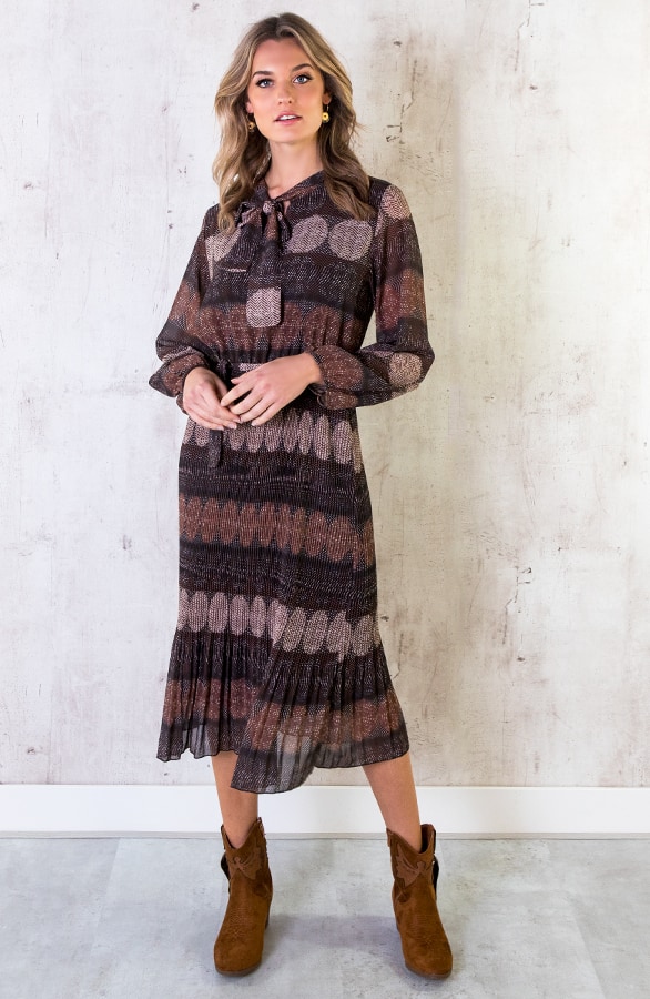Maxi Print Jurk Bruin – shoparchief
