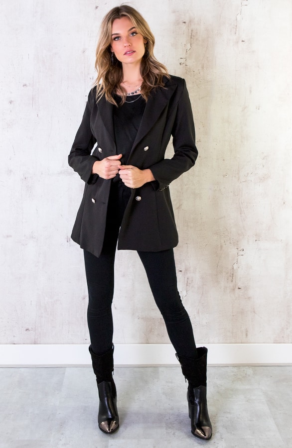 Button Blazer Dames Zwart – shoparchief, foto 3
