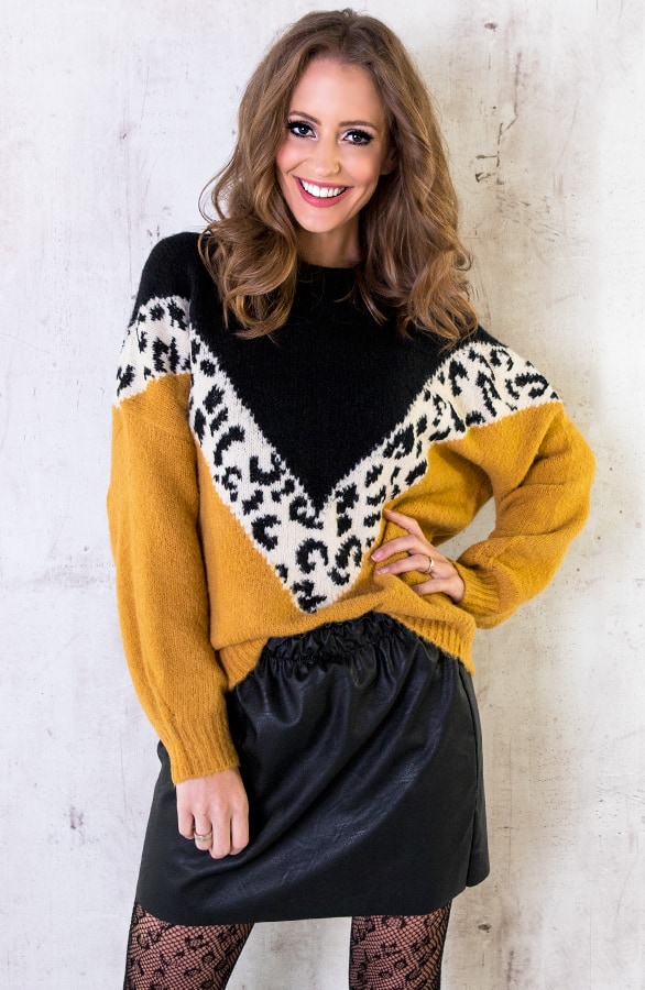 Oversized Trui Panter Okergeel – shoparchief, foto 3