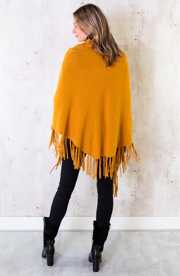 Poncho Sjaal Fringe Okergeel – shoparchief, foto 3
