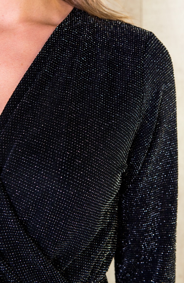 Overslag Glitter Jurk Zilver – shoparchief, foto 5