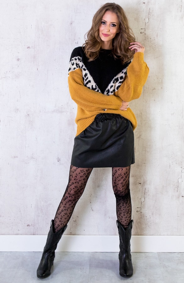 Oversized Trui Panter Okergeel – shoparchief, foto 5