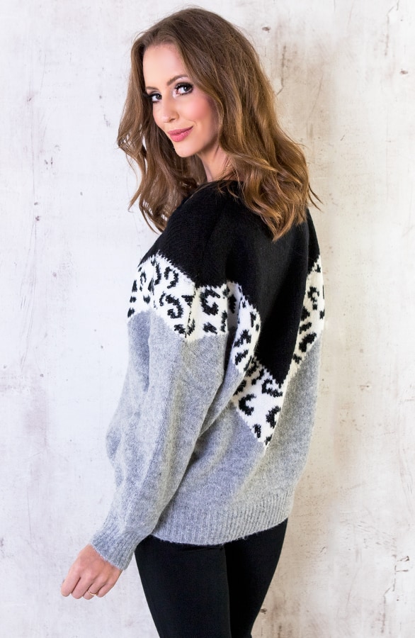 Oversized Trui Panter Grijs – shoparchief, foto 3