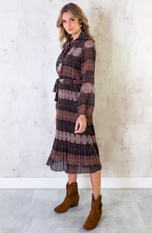 Maxi Print Jurk Bruin – shoparchief, foto 4
