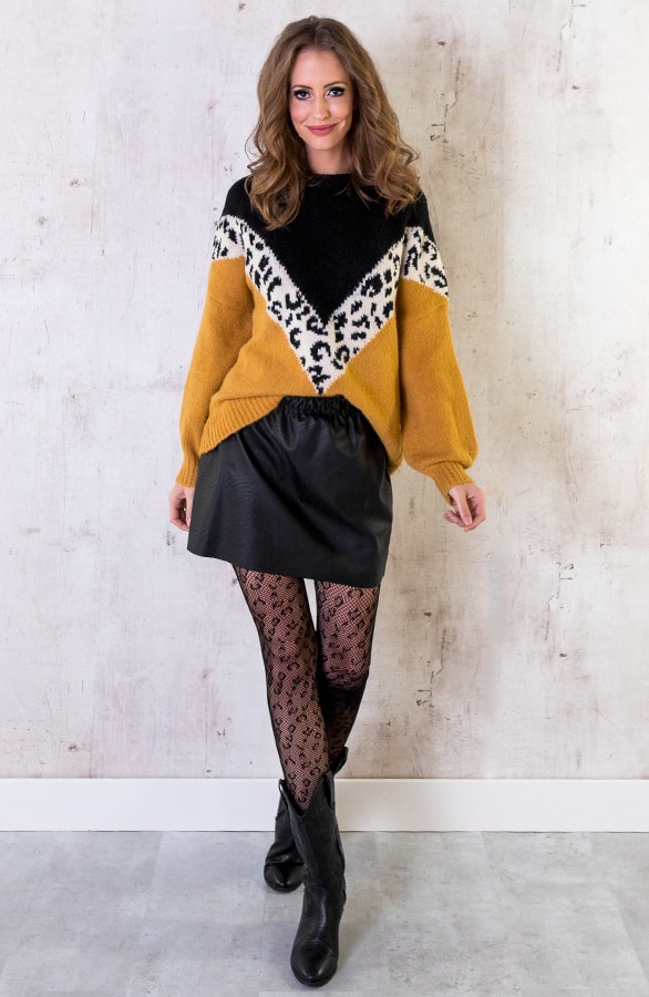Oversized Trui Panter Okergeel – shoparchief, foto 7