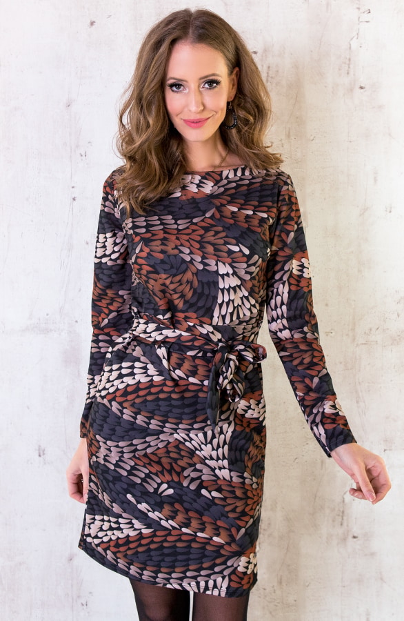 Strikjurk Met Print Cognac – shoparchief, foto 2