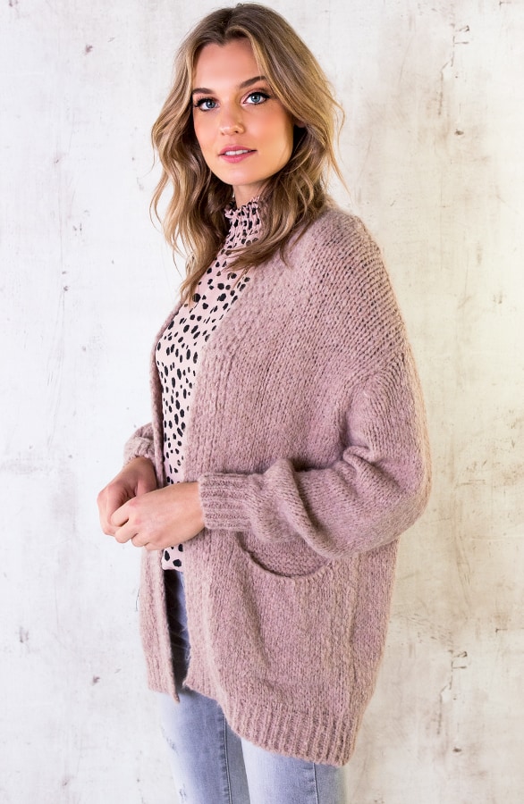 Gebreid Oversized Vest Roze – shoparchief, foto 2