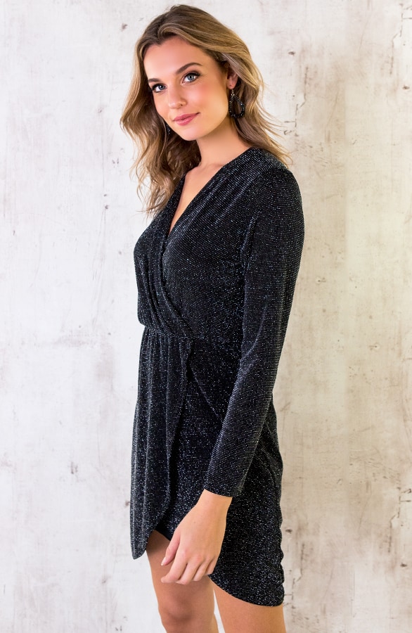 Overslag Glitter Jurk Zilver – shoparchief, foto 3