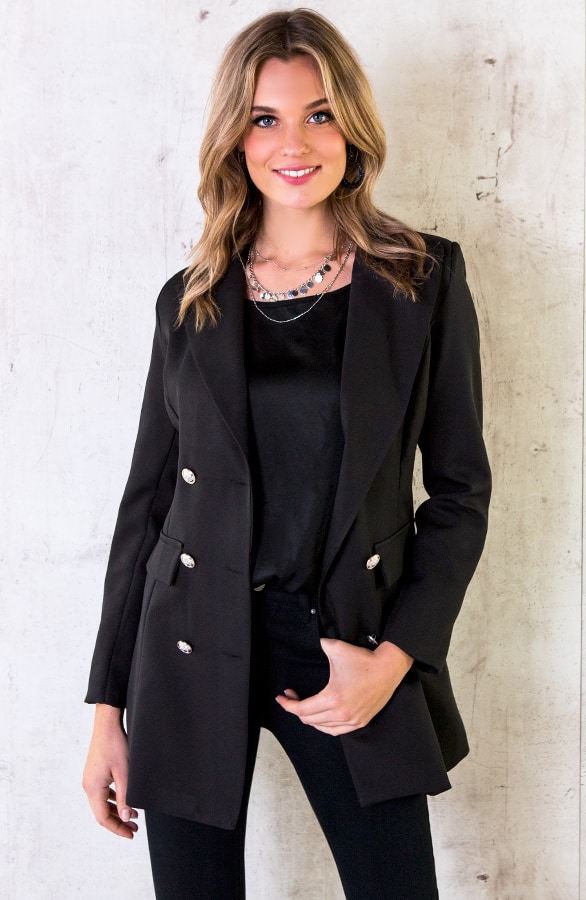 Button Blazer Dames Zwart – shoparchief, foto 2
