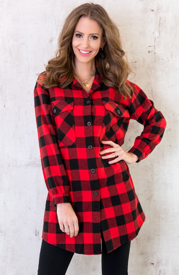 Blouse Geruit Rood Zwart – shoparchief, foto 2