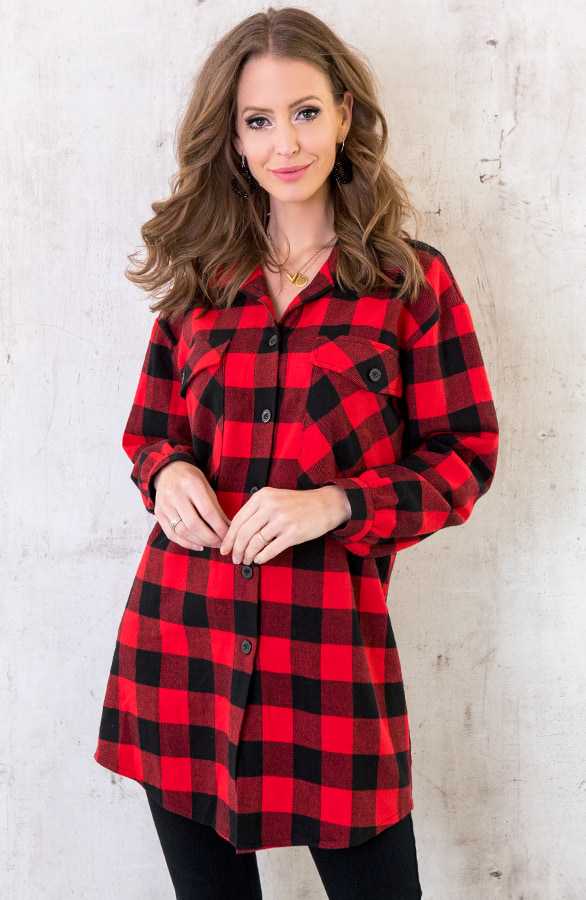 Blouse Geruit Rood Zwart – shoparchief, foto 3