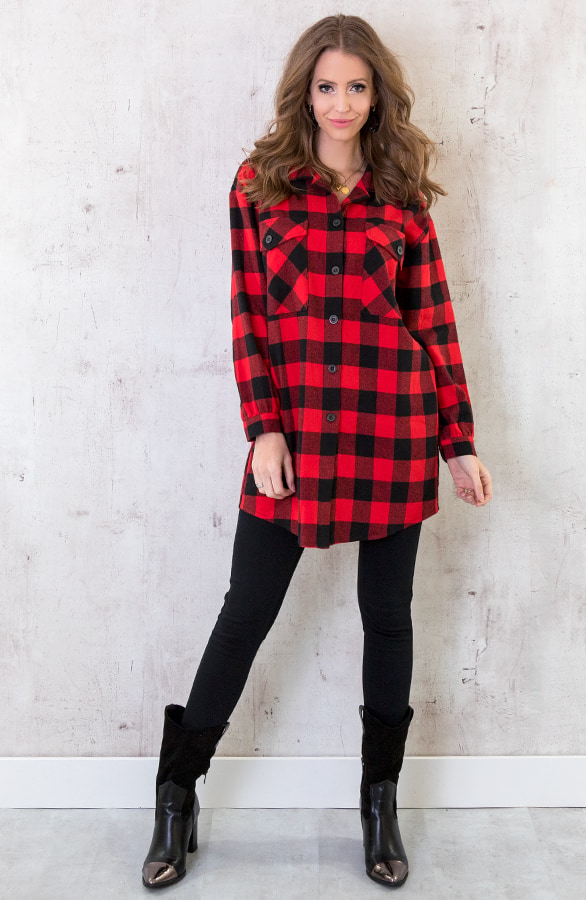 Blouse Geruit Rood Zwart – shoparchief, foto 6