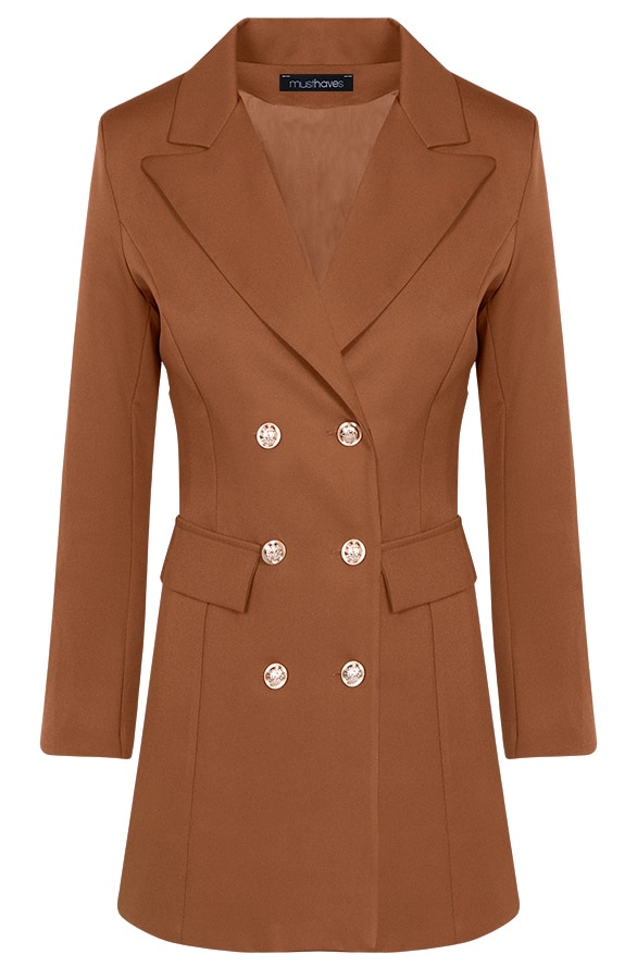 Button Blazer Dames Cognac – shoparchief