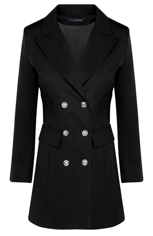 Button Blazer Dames Zwart – shoparchief