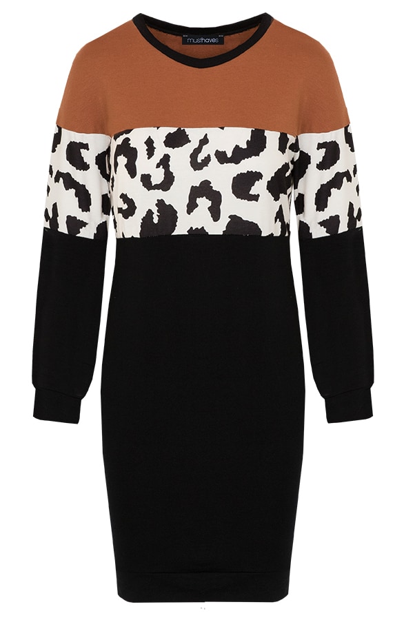 Jurk Panter Streep Cognac – shoparchief