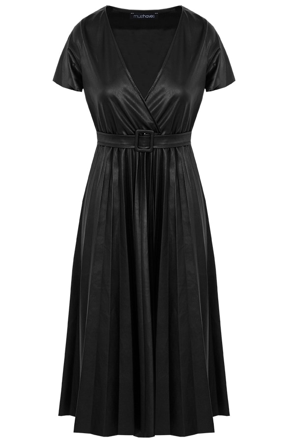 Leren Plisse Jurk Zwart – shoparchief, foto 5