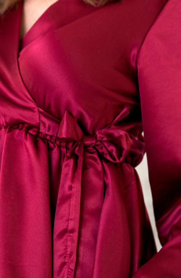 Satijnen Overslag Blouse Bordeaux – shoparchief, foto 4