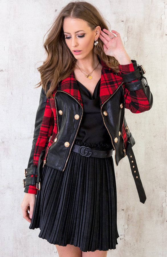 Biker Jacket Exclusive Geblokt – shoparchief, foto 4