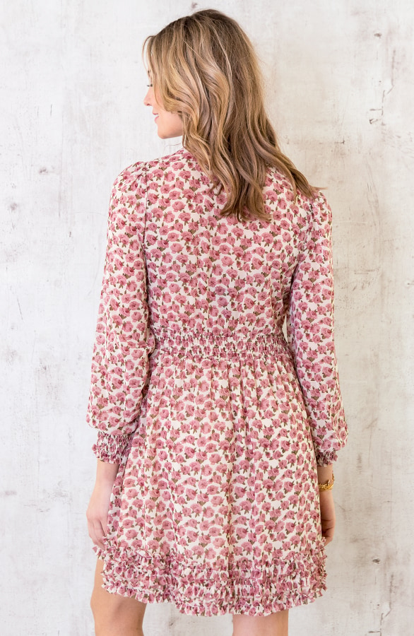 Bloemen Ruffle Jurk Creme – shoparchief, foto 2
