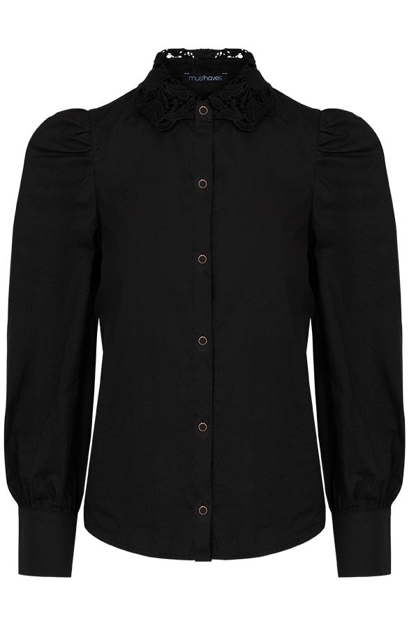 Blouse Met Pofmouwen Zwart – shoparchief, foto 7