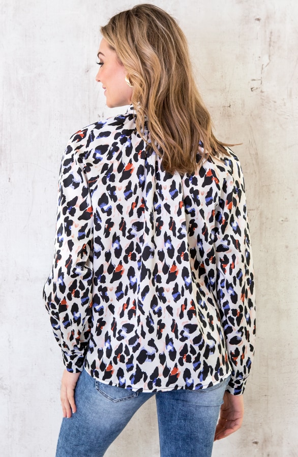 Zijde Panter Blouse Met Strik – shoparchief, foto 4