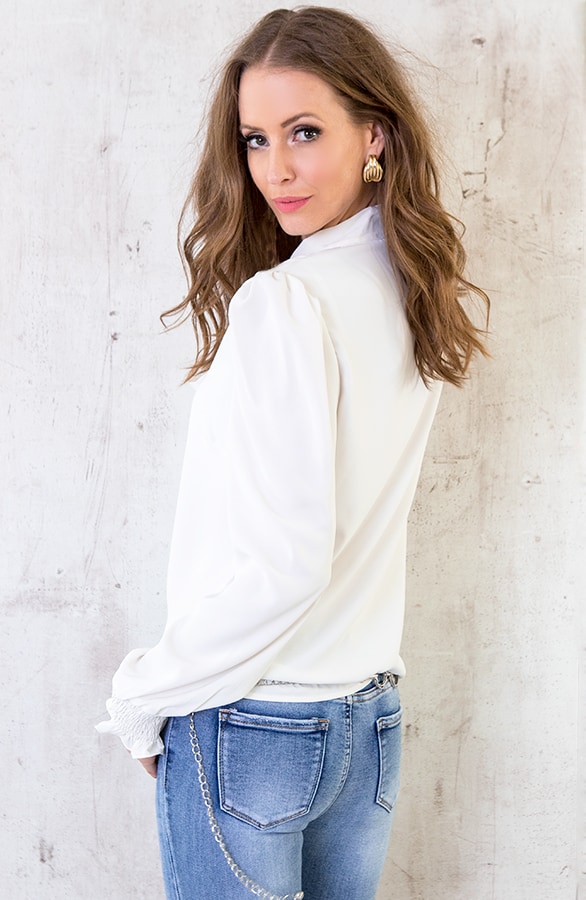 Blouse Met Strik Wit – shoparchief, foto 4
