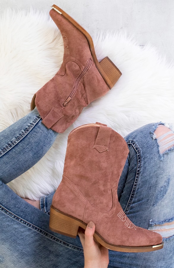 Suede Cowboylaarzen Metallic Oud Roze – shoparchief, foto 2