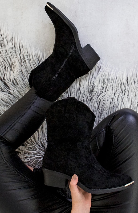 Suede Cowboylaarzen Metallic Zwart – shoparchief, foto 2