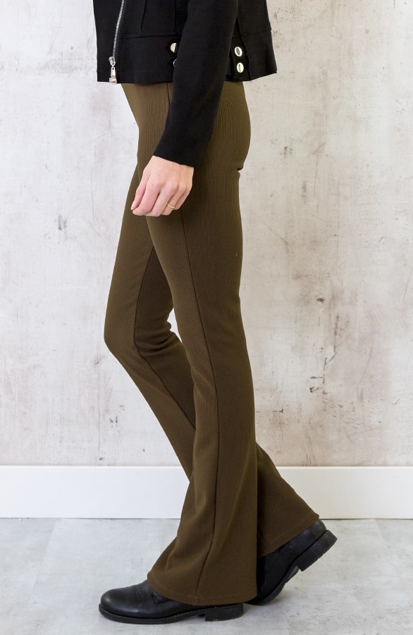 Flared Broek Rib Dames Army – shoparchief, foto 2