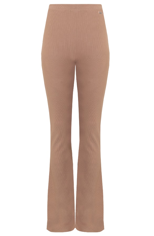 Flared Broek Rib Dames Taupe – shoparchief