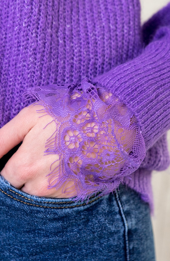 Trui Kanten Mouwen Lila – shoparchief, foto 5