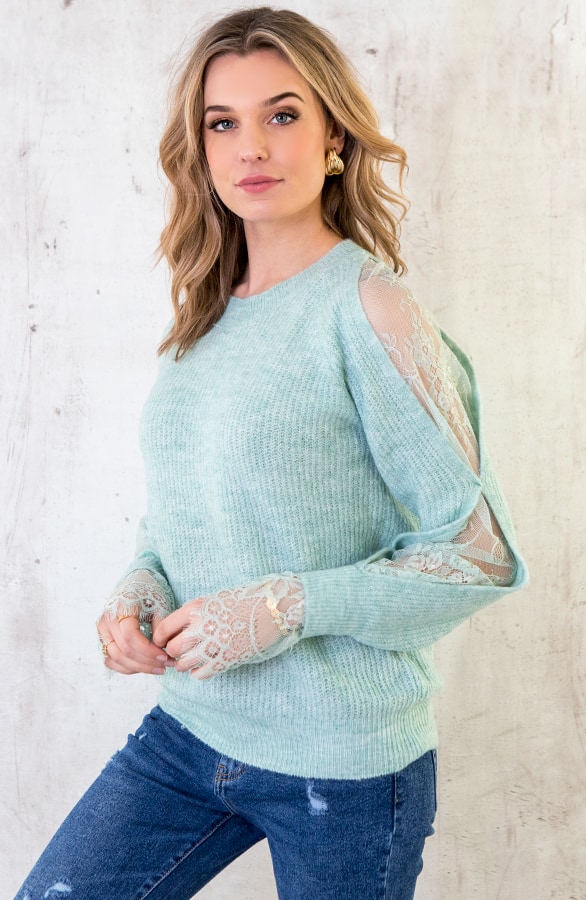Trui Kanten Mouwen Mint – shoparchief, foto 2
