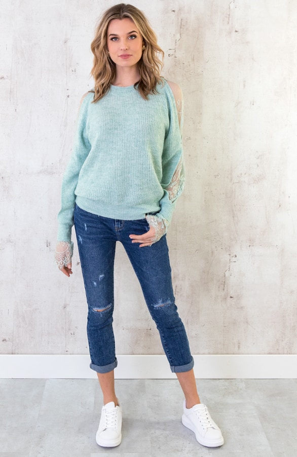 Trui Kanten Mouwen Mint – shoparchief, foto 4