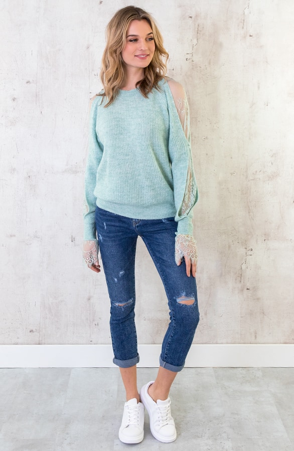 Trui Kanten Mouwen Mint – shoparchief, foto 5