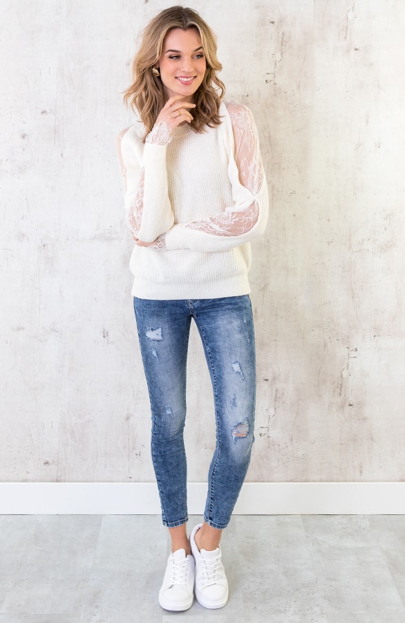 Trui Kanten Mouwen Wit – shoparchief, foto 4